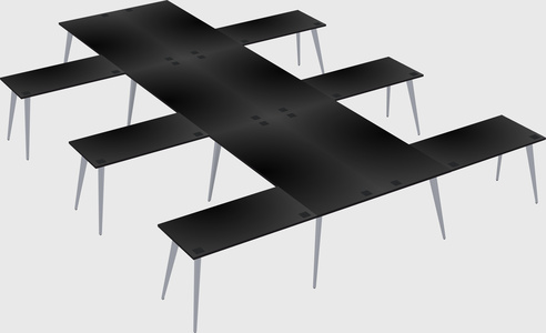 Shared l-shaped office desk system
