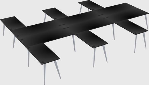 Shared l-shaped office desk system