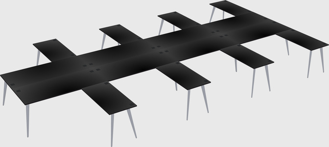 Shared l-shaped office desk system