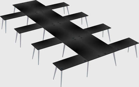 Shared l-shaped office desk system