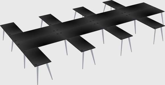 Shared l-shaped office desk system