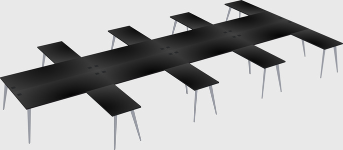 Shared l-shaped office desk system