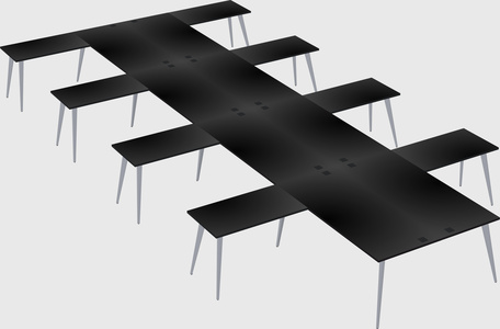Shared l-shaped office desk system