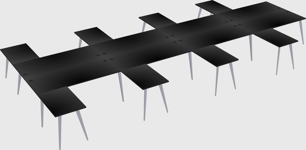 Shared l-shaped office desk system