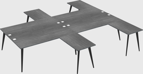 Shared l-shaped office desk system