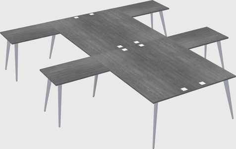 Shared l-shaped office desk system