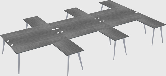 Shared l-shaped office desk system