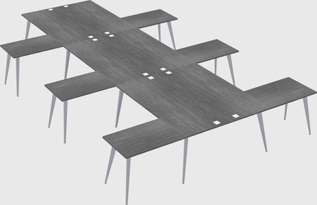 Shared l-shaped office desk system