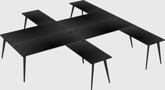 Shared l-shaped office desk system