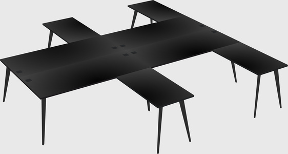 Shared l-shaped office desk system