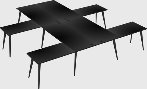 Shared l-shaped office desk system