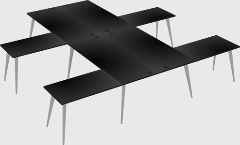 Shared l-shaped office desk system