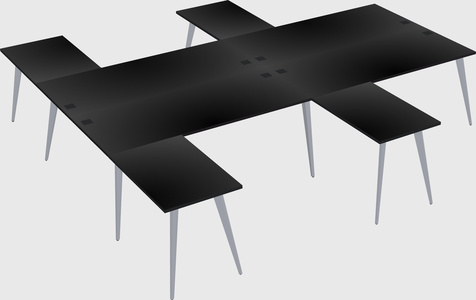 Shared l-shaped office desk system