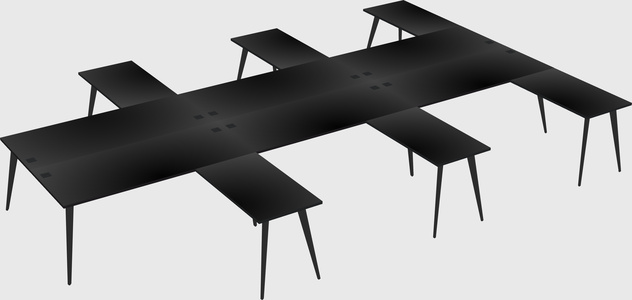 Shared l-shaped office desk system