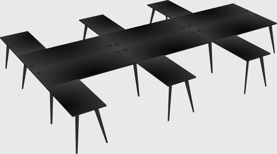 Shared l-shaped office desk system