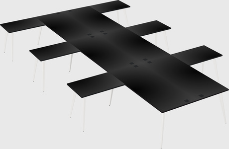 Shared l-shaped office desk system