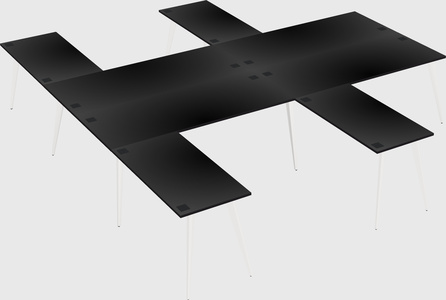 Shared l-shaped office desk system