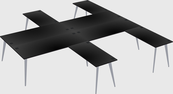 Shared l-shaped office desk system
