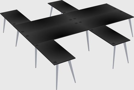 Shared l-shaped office desk system