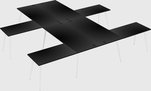Shared l-shaped office desk system