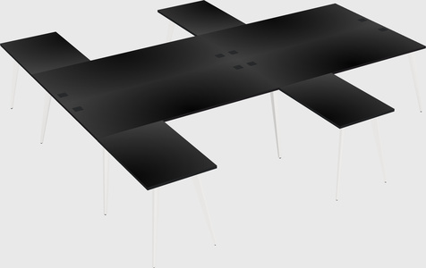 Shared l-shaped office desk system
