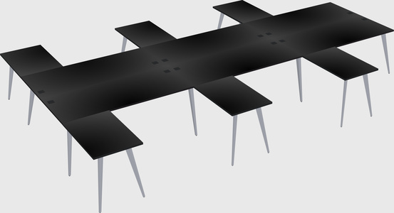 Shared l-shaped office desk system