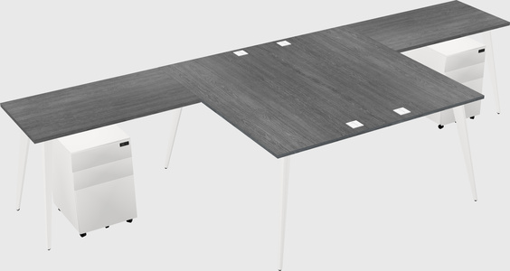 Shared l-shaped office desk system