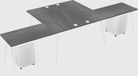 Shared l-shaped office desk system