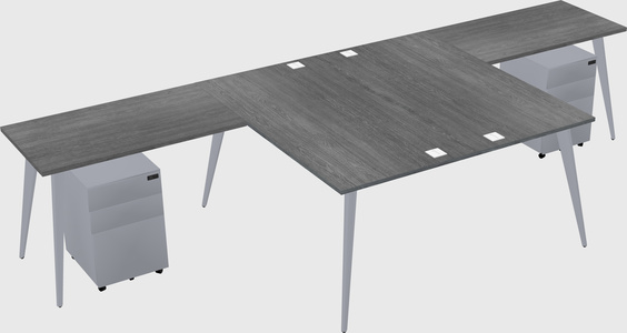 Shared l-shaped office desk system