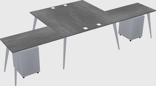 Shared l-shaped office desk system
