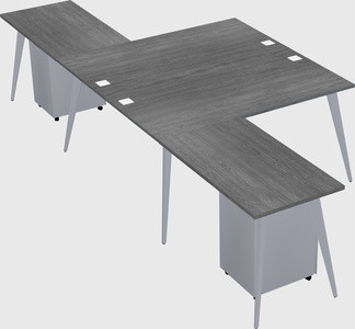 Shared l-shaped office desk system