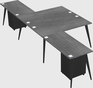 Shared l-shaped office desk system