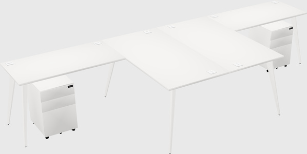 Shared l-shaped office desk system