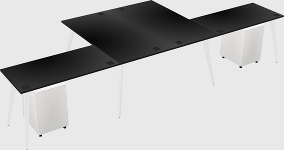 Shared l-shaped office desk system