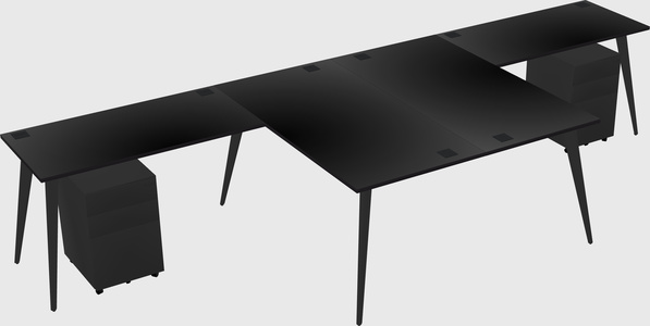 Shared l-shaped office desk system