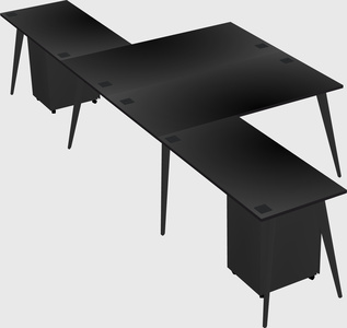 Shared l-shaped office desk system