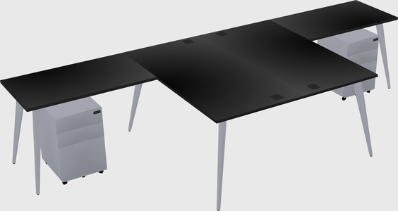 Shared l-shaped office desk system