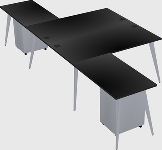 Shared l-shaped office desk system