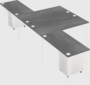 Shared l-shaped office desk system