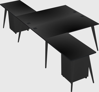 Shared l-shaped office desk system