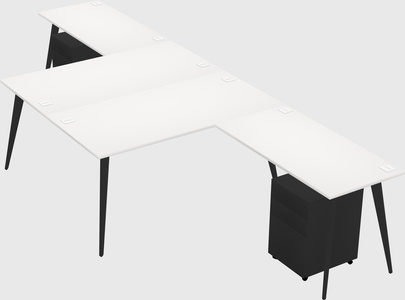 Shared l-shaped office desk system