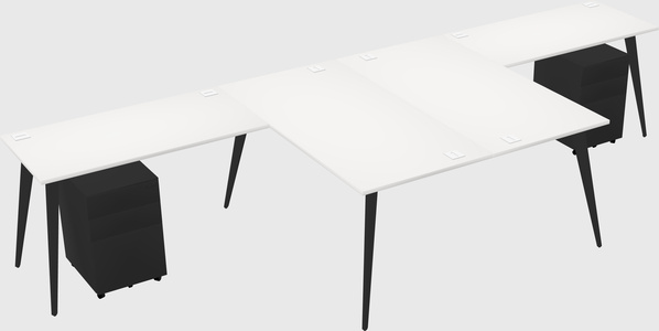 Shared l-shaped office desk system