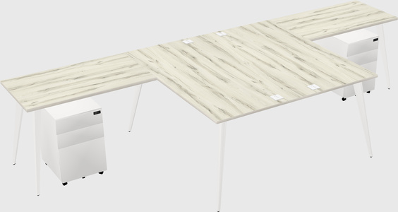 Shared l-shaped office desk system