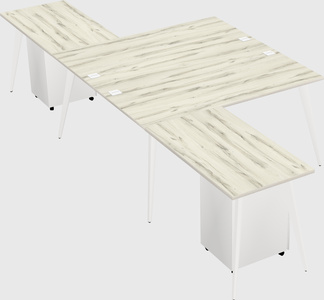 Shared l-shaped office desk system