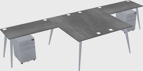 Shared l-shaped office desk system