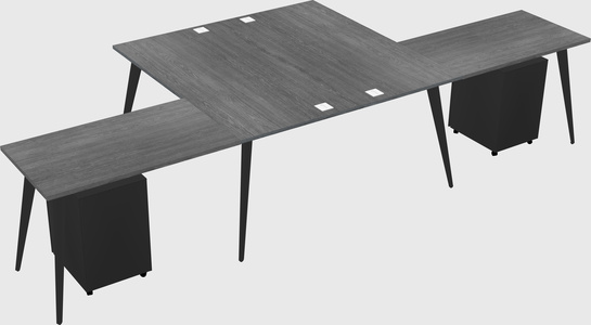 Shared l-shaped office desk system