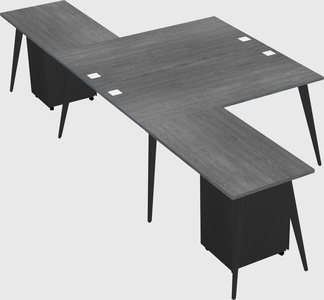 Shared l-shaped office desk system