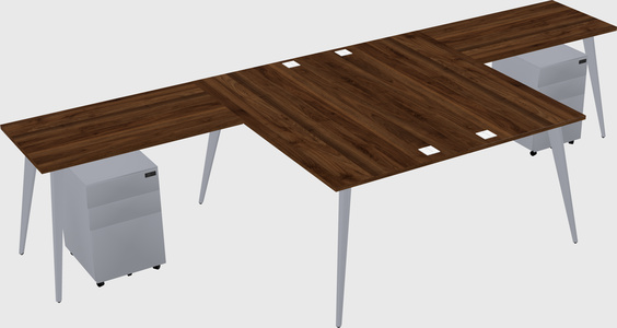 Shared l-shaped office desk system