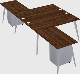 Shared l-shaped office desk system