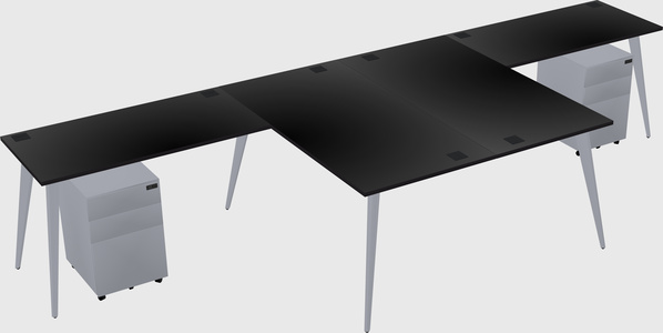 Shared l-shaped office desk system